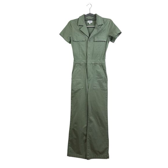 Pistola Makenna Stretch Cotton Utility Jumpsuit XS Green Gorpcore Snap Closure - Picture 14 of 14